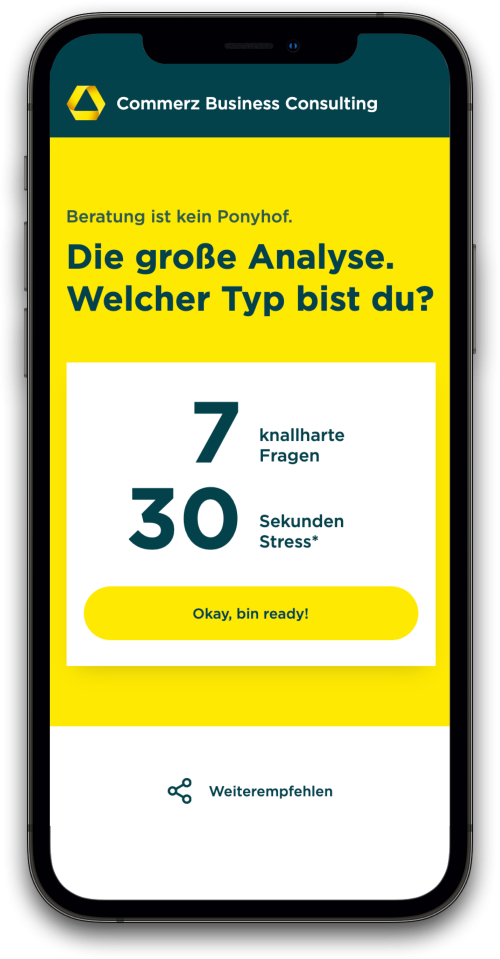 Commerz Business Consulting – Engagement-Kampagne Website in mobiler Ansicht
